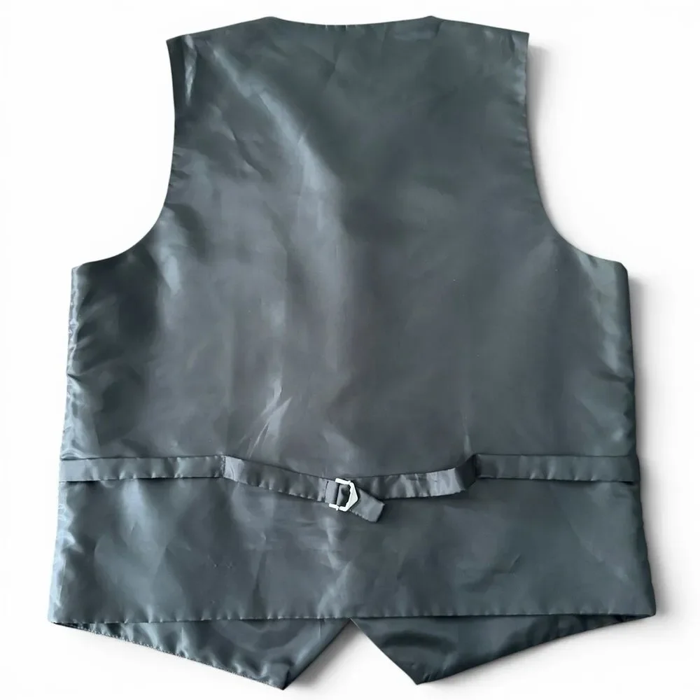 Vittorino Signature Collection Vest Mens M Gray Geometric Print 5 Button Formal